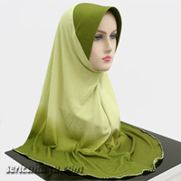 Tudung Lycra Labuh Corak Pelangi Twist / Pusing 