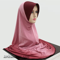 Tudung Lycra Labuh Corak Pelangi Twist / Pusing 