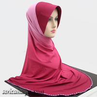 Tudung Lycra Labuh Corak Pelangi Twist / Pusing 