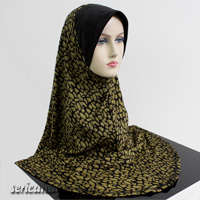 Tudung Lycra Labuh Corak Pelangi Twist / Pusing 