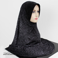 Tudung Lycra Labuh Corak Pelangi Twist / Pusing 