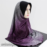 Tudung Lycra Labuh Corak Pelangi Twist / Pusing 