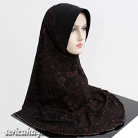 Tudung Lycra Labuh Corak Pelangi Twist / Pusing 