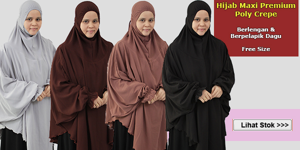 Hijab Maxi Premium Poly Crepe Tudung Labuh Berlengan utk Umrah dan Haji